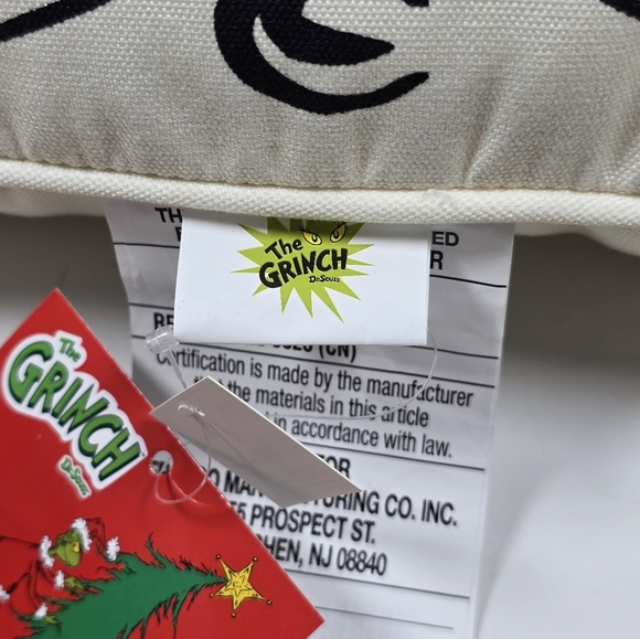 The grinch Dr Seuss who's merry 16x16 decorative pillow nwt - Picture 5 of 8